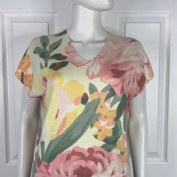 JOIE women's floral short-sleeved knitted sweater XS - Picture 2 of 2